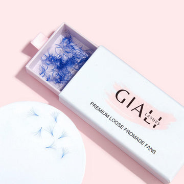 Giáli Lashes 6D Blue Coloured Handmade Promade Loose Fans-Giali Lashes